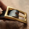 Made in Japan solid brass belt buckle for 25mm leather straps. Sand-cast, naturally aged and supplied with two matching brass screws for handmade belt projects.