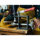 This tool is designed for anyone looking to create professional-quality handmade shoes. It addresses common issues faced after sewing cowhide edges, such as uneven surfaces and pressure inconsistencies that can occur when using a hammer.