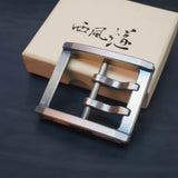 The Sui Premium Brass Double-Prong Belt Buckle, 44mm, offers solid brass construction with CNC precision, perfect for leather straps. 