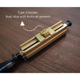 Designed for both Maxita EC-17 and EC-27, this Type 3 holder supports up to 6.8 × 1.4 cm of movable type. Its dual-row layout and self-centering design make it a fast, efficient solution for frequent two-line hot foil stamping.