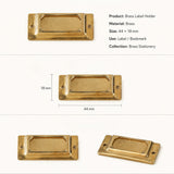 Vintage brass label holder for journals, notebook covers, bookmarks, traveler’s notebooks, Bibles, and scrapbooks. A simple brass detail for labeling or finishing paper and leather projects with a classic look. Add it to your next project.