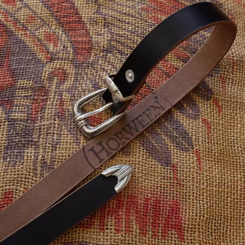 Vintage Engraved 3-Piece Belt Buckle Set, 25mm