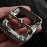 Vintage square nickel belt buckle made in Japan with a cast brass base and rugged antique-style finish. A great fit for leather belts, bag straps, and handmade leather goods with a more natural vintage look. Explore the details and find the right hardware for your project.