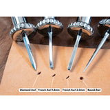 Detachable T-Awl set features high-quality 304 stainless steel body and DC53 tool steel blades for durability. Its easy-to-use slot design ensures stability and quick blade changes. Ideal for precise stitching and hole punching in leathercraft. Enhance your work with this reliable tool.