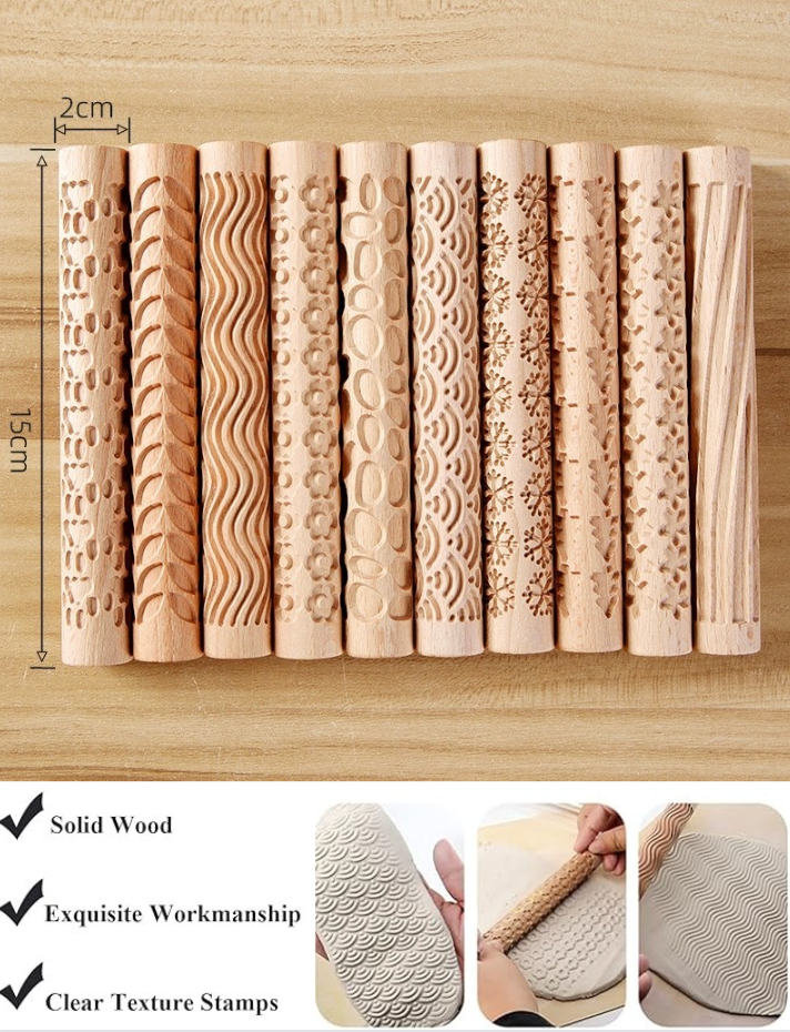pottery clay textured rolling tool 